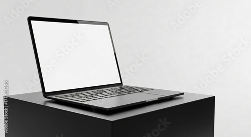 Wallpaper Mural Minimalist Laptop Mockup on Black Cube Torontodigital.ca