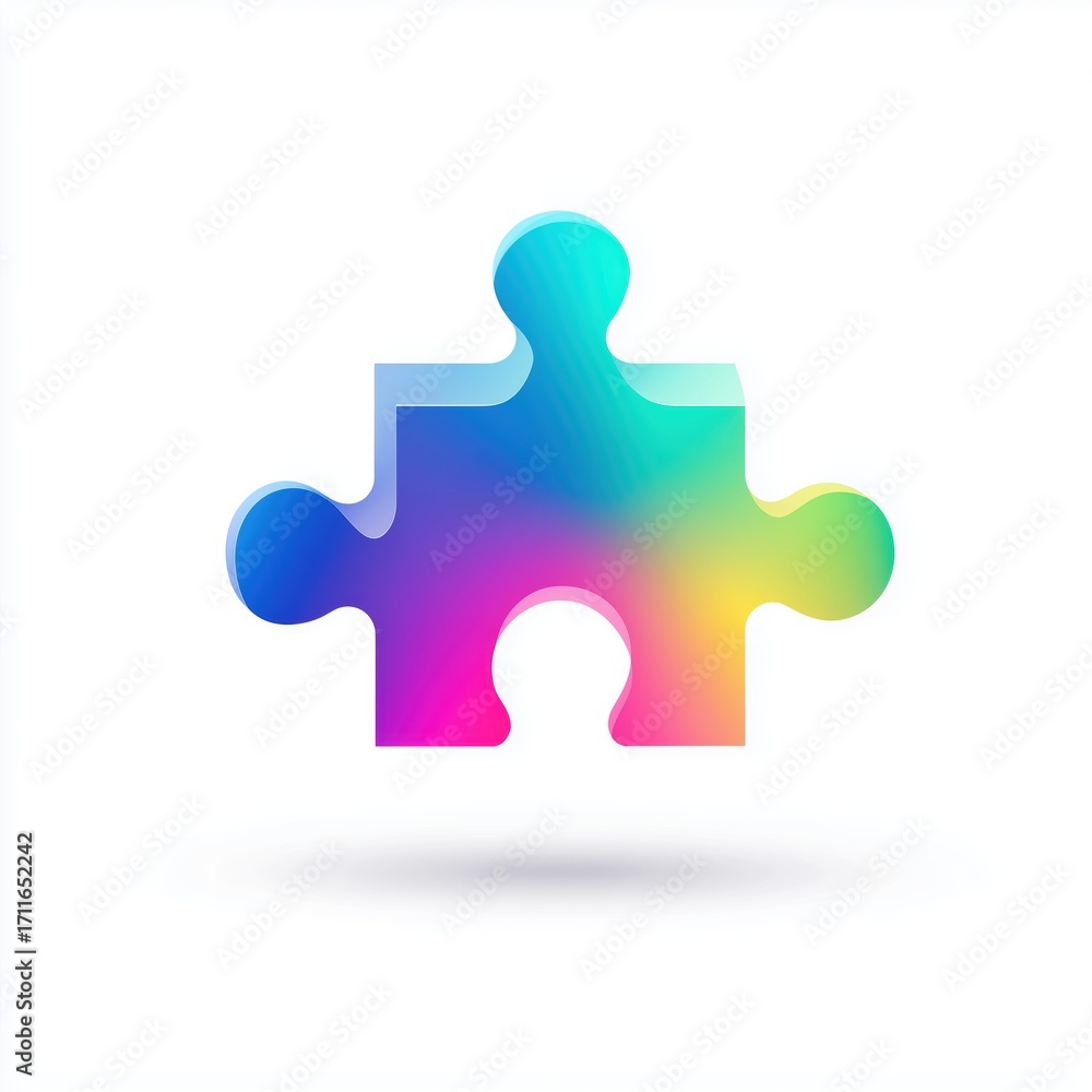 Fototapeta premium Colorful puzzle piece isolated symbol illustration design abstract shape creative element