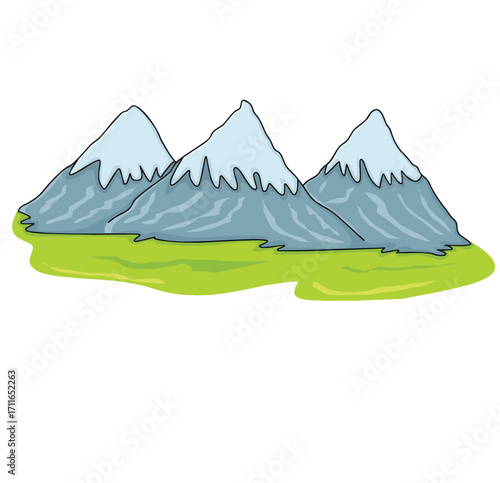 Cute cartoon hand drawn vector mountain clipart.
