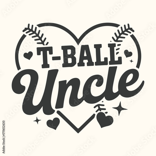 Vector art of tball uncle heart baseball stitching and stars graphic design