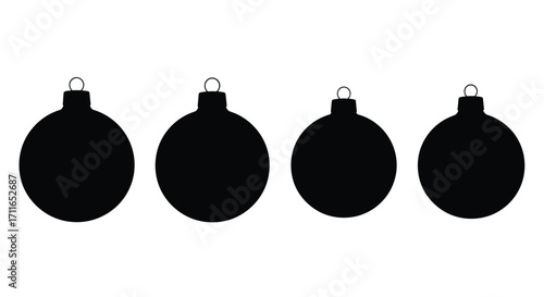Four silhouette christmas baubles festive ornaments isolated festive holiday decoration vector