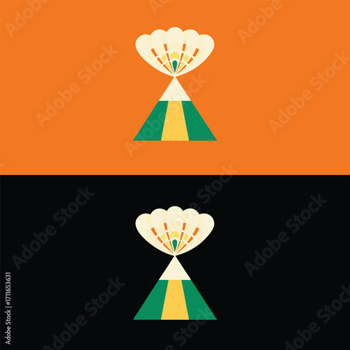 A captivating logo design featuring a stylized mountain adorned with delicate floral elements, presented in both vibrant color and sleek black and white variations, exuding a sense of natural beauty