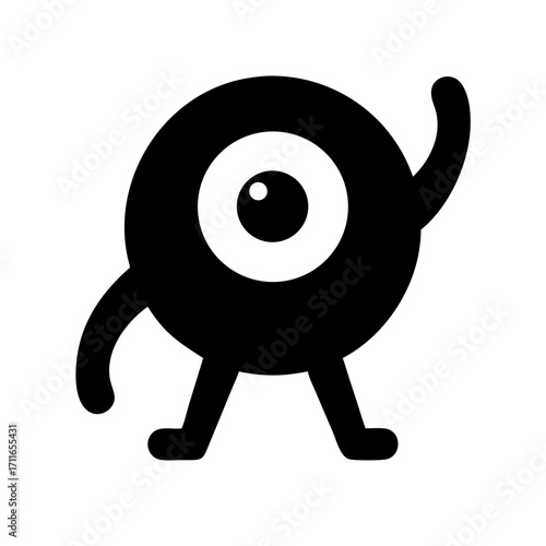 Eyeball Monster Silhouette Icon Vector Silhouette