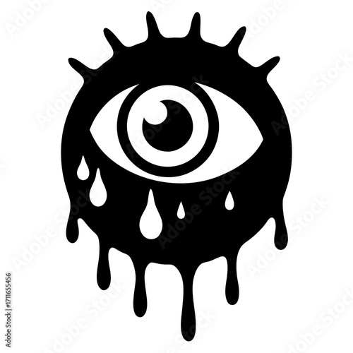 Eyeball Monster With Dripping Slime Icon Vector Silhouette