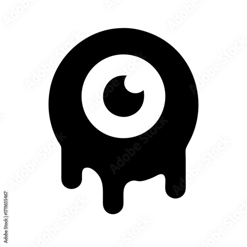 Eyeball Monster With Dripping Slime Icon Vector Silhouette