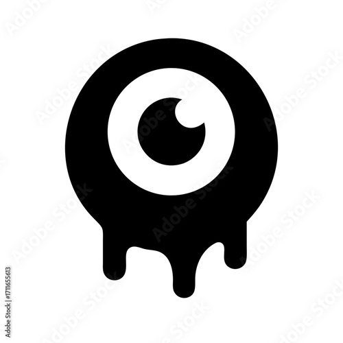 Eyeball With Dripping Blood Icon Vector Silhouette