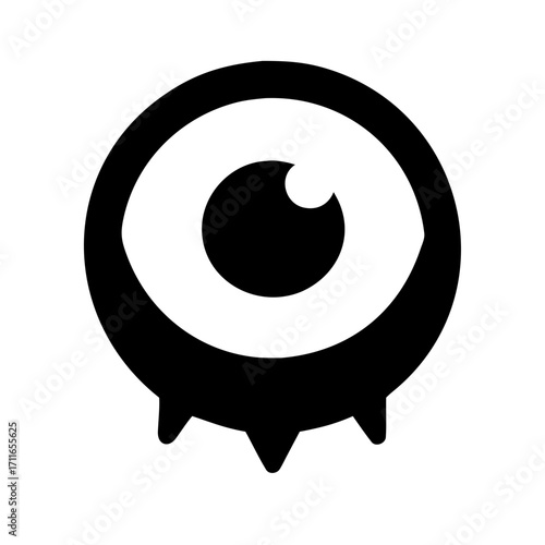 Eyeball With Sharp Vampire Teeth Icon Vector Silhouette
