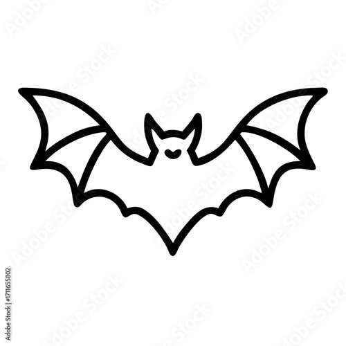 Flying Bat Silhouette Icon Line Art