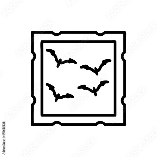 Frame With Bats On Corners Icon Line Art
