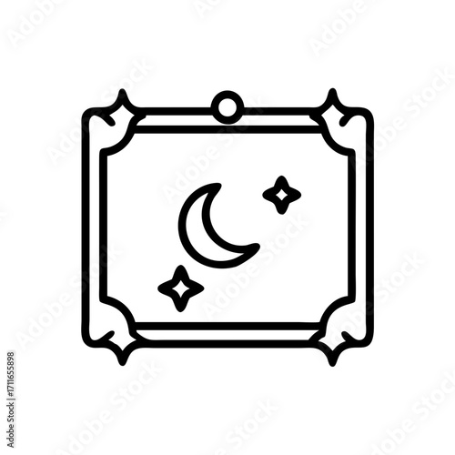 Frame With Moon And Stars Icon Line Art