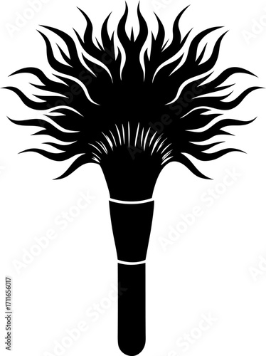 A makeup brush with wild hair silhouette  vector black   white background