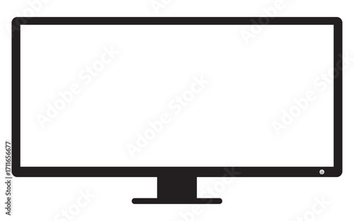 Trendy realistic thin frame monitor mock up with blank white screen isolated. Vector illustration. EPS10