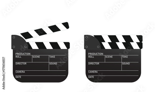 Movie clapperboard icons set isolated vector illustration