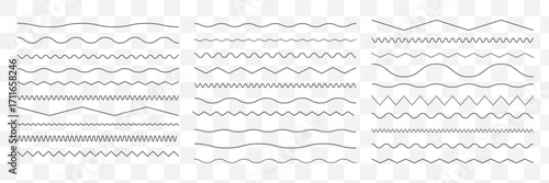 Waves line set. Wave ornament pattern. Set of wavy zigzag lines. Wave thin line background. Vector zigzag and wavy horizontal underline. Vector illustration