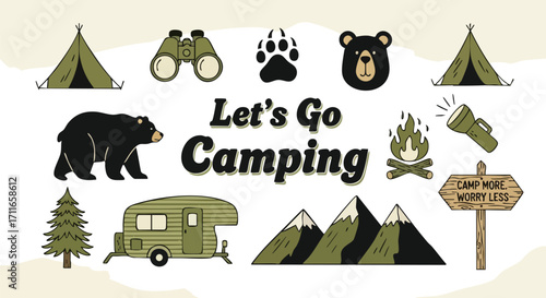 Camping adventure awaits with nature's elements, perfect for outdoor travel and exploration