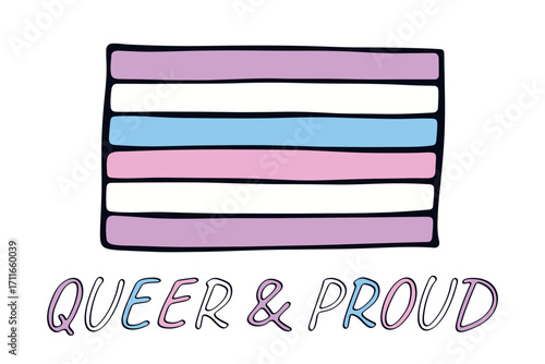 Colorful Intersex pride flag Happy pride day LGBTQ community Pride Month Vector hand drawn doodle for posters, stickers, logo, cards
