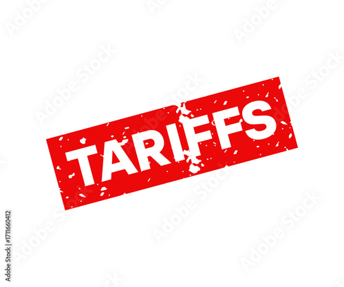Red grunge rubber stamp with "TARIFFS". Tariffs stamp icon vector design and illustration.
