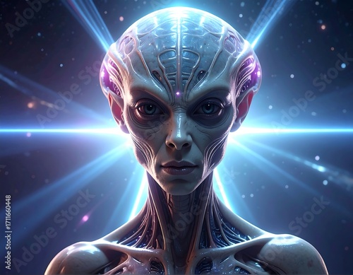 Alien woman, futuristic, serene