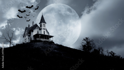 haunted castle with bats