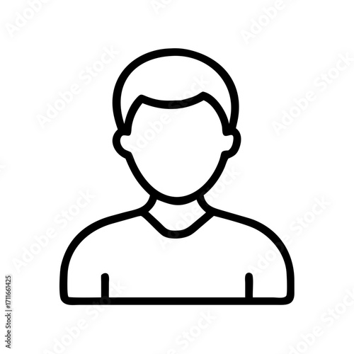 Simple outline icon of a person s head and shoulders isolated on transparent background