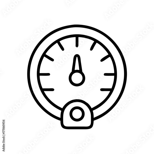 Simple line art icon of a gauge or meter isolated on transparent background