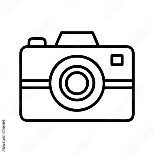 Simple line art icon of a digital camera isolated on transparent background