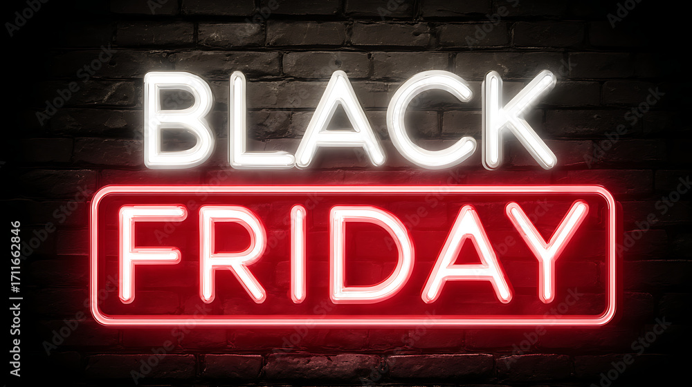 Fototapeta premium Black Friday Neon Sale Sign