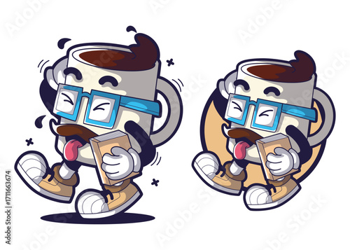 Coffe cup mascot cartoon character