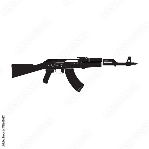 Iconic Silhouette of the AK 47 Assault Rifle A Symbol of Modern Warfare and Military Technology with a Focus on its Distinctive Design