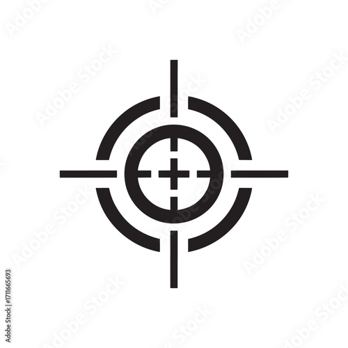 Precision Aim The Crosshair Target a Symbol of Accuracy and Focus Representing Strategic Targeting and Goal Achievement in Various Fields Black and White Icon