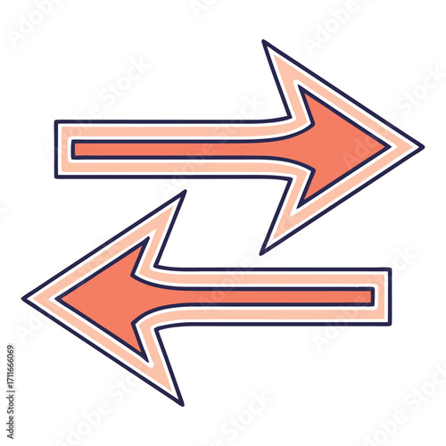 Two opposite direction arrows showing exchange and transfer symbol stakeholder icon