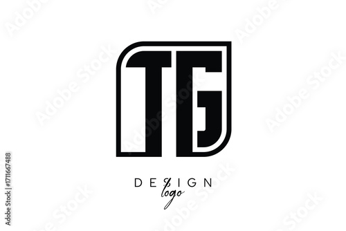 TG Block Monogram Logo – Bold Geometric Lettermark in Rectangular Style for Modern Branding & Identity