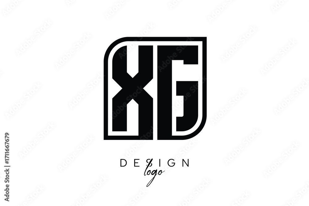 Fototapeta premium XG Block Monogram Logo – Bold Geometric Lettermark in Rectangular Style for Modern Branding & Identity
