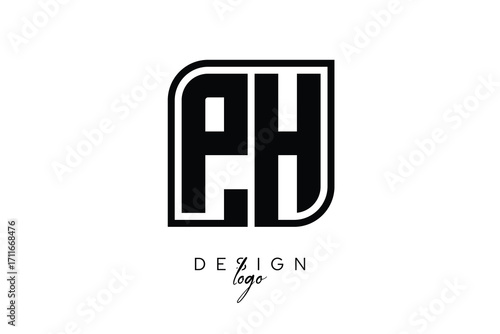PH Block Monogram Logo – Bold Geometric Lettermark in Rectangular Style for Modern Branding & Identity