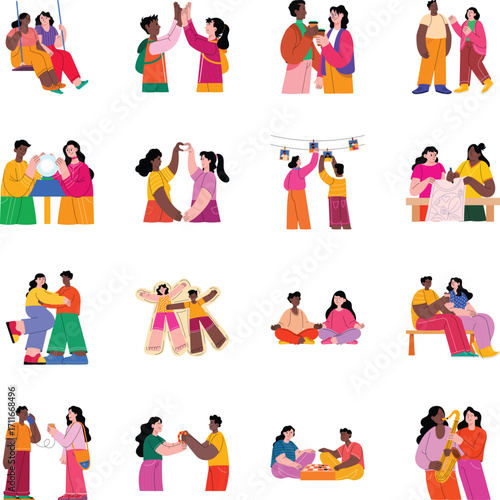 Set of Friendship Flat Style Illustrations 
