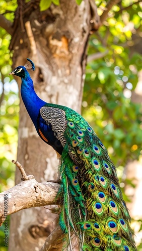 Wallpaper Mural Peacock perched on a tree branch Torontodigital.ca