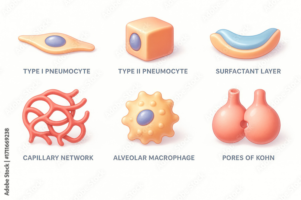 Fototapeta premium Illustration of Lung Cells and Structures