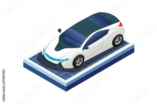 Isometric supercar racing cool, isolated background suitable for digital assets