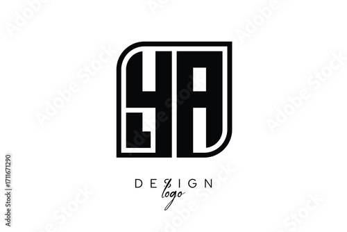 YA Block Monogram Logo – Bold Geometric Lettermark in Rectangular Style for Modern Branding & Identity