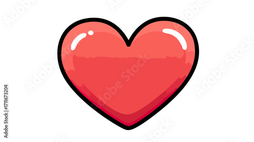 A simple cartoon drawing of a red heart.