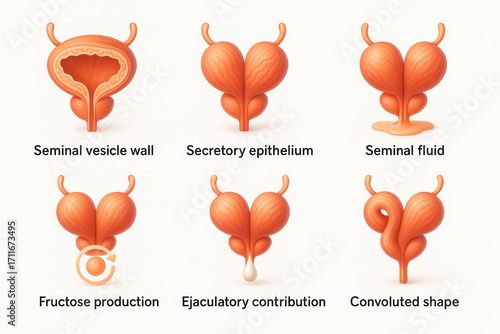 Illustrated diagrams of the seminal vesicle and functions