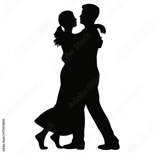 Silhouette of couple dancing romantically in embrace