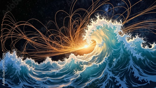 The artistic scene of colorful waves
