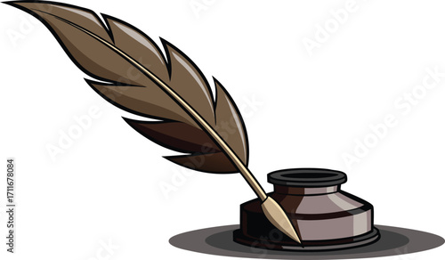 Quill Pen and Inkwell Illustration