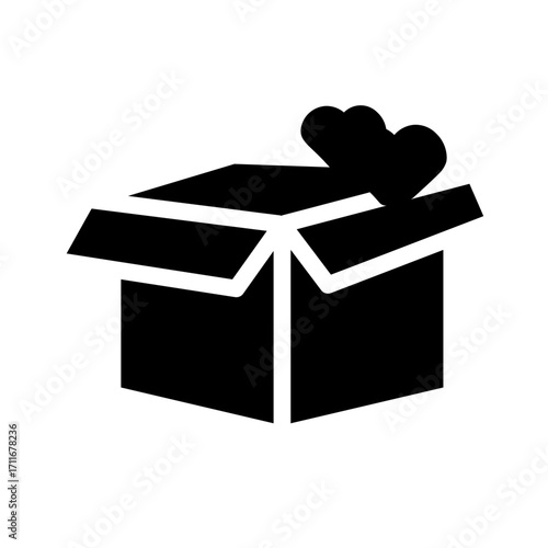 Open Box With Two Hearts glyph icon