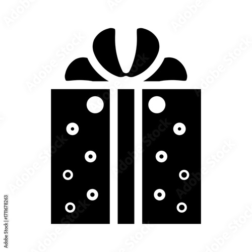 Polka Dots Giftbox With Lace glyph icon