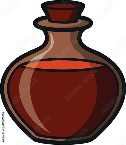 Brown Glass Bottle with Red Liquid