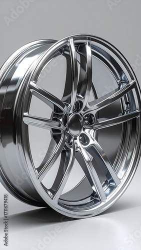 Chrome car wheel, studio shot