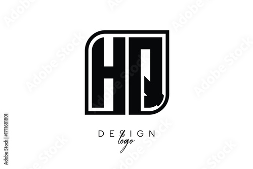 HQ Block Monogram Logo – Bold Geometric Lettermark in Rectangular Style for Modern Branding & Identity