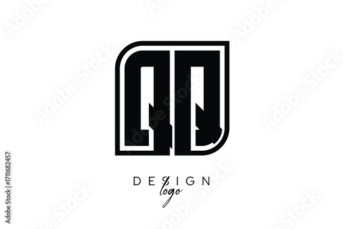 QQ Block Monogram Logo – Bold Geometric Lettermark in Rectangular Style for Modern Branding & Identity